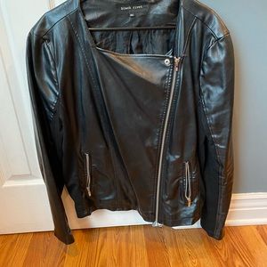 Womens plus size faux leather moto jacket